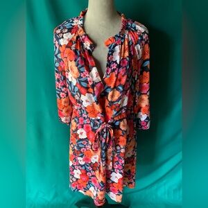 Draper James Kelli Baby Doll Dress with Vibrant Floral Pattern, XL